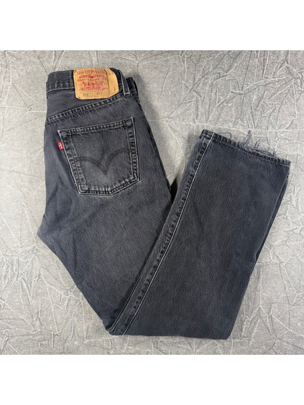 Levi's 501 Denim Straight Leg Mens 33x32 Black Jeans